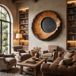 Handcrafted Solid Wood Wall Sculpture with Organic Circular Form