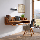 Floating Solid Wood Desk with Soft Architectural Curves