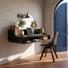 Floating Solid Wood Desk with Soft Architectural Curves