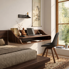 Floating Solid Wood Desk with Soft Architectural Curves