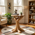 Side Table Solid Wood with Sculptural Tree Root Base for Living Room
