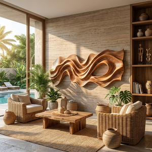 Flowing Ribbon Wood Wall Sculpture with Organic Cutout