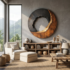 Modern Textured Solid Wood Wall Art Sculpture for Living Room