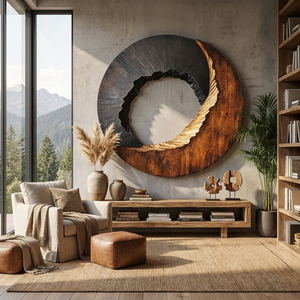 Modern Textured Solid Wood Wall Art Sculpture for Living Room