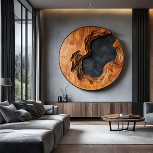 Organic Solid Wood Wall Art with Flowing Form for Modern Interiors