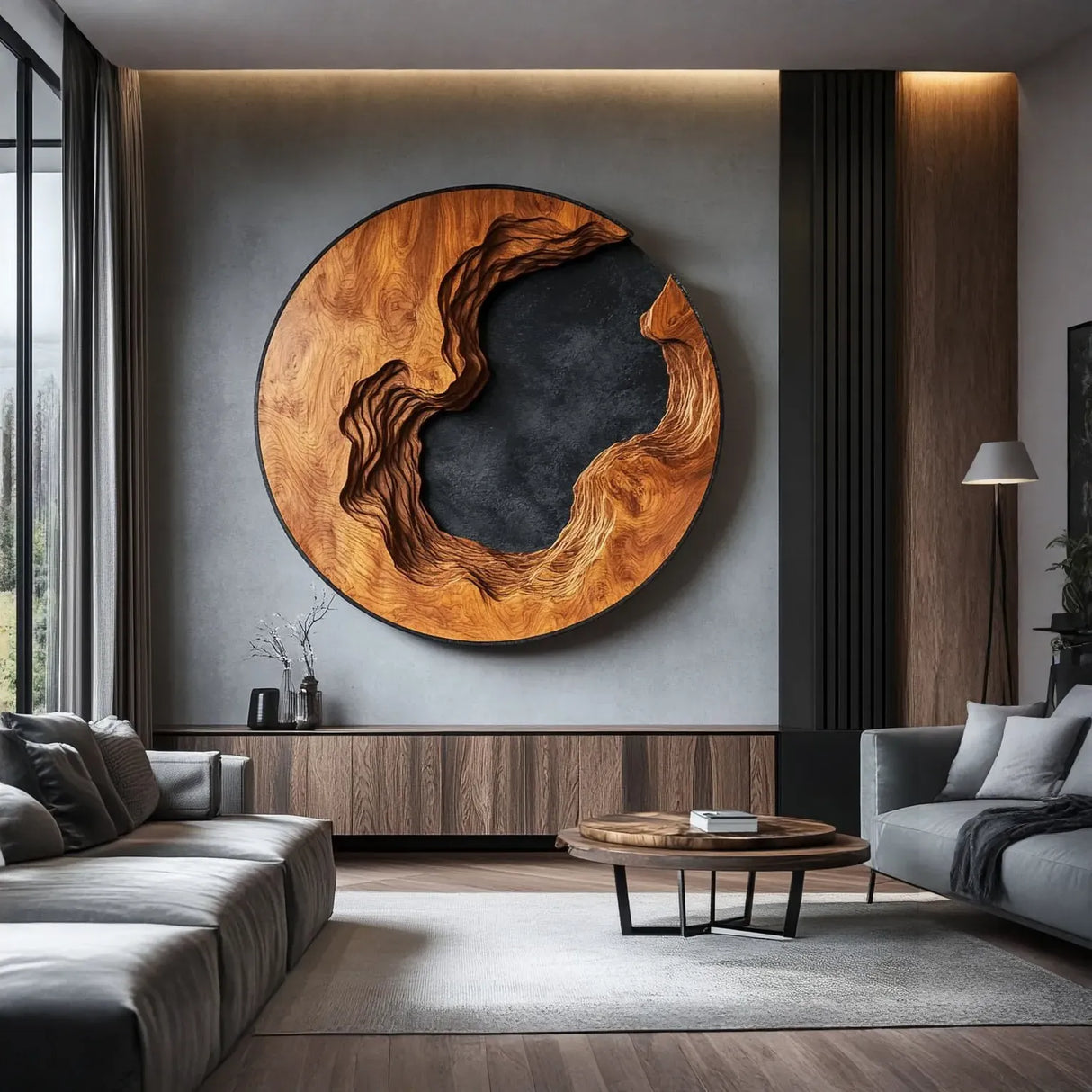 Organic Solid Wood Wall Art with Flowing Form for Modern Interiors