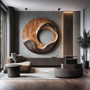 Contemporary Solid Wood Wall Sculpture for Living Room