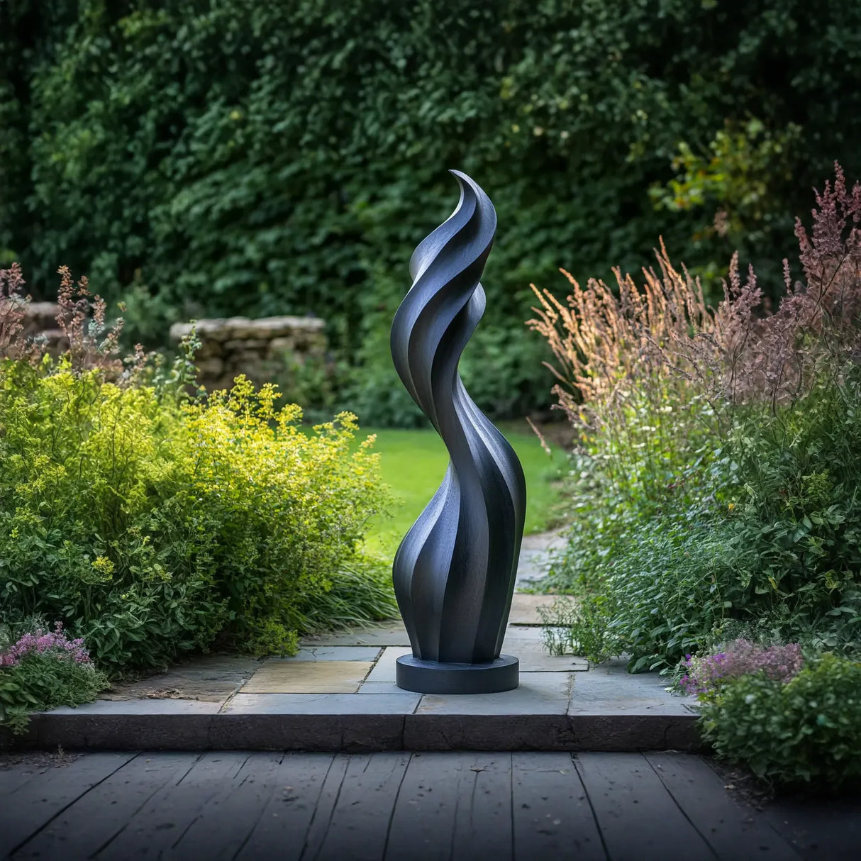 Modern Hand-Carved Outdoor Solid Wood Sculpture for Garden Spaces