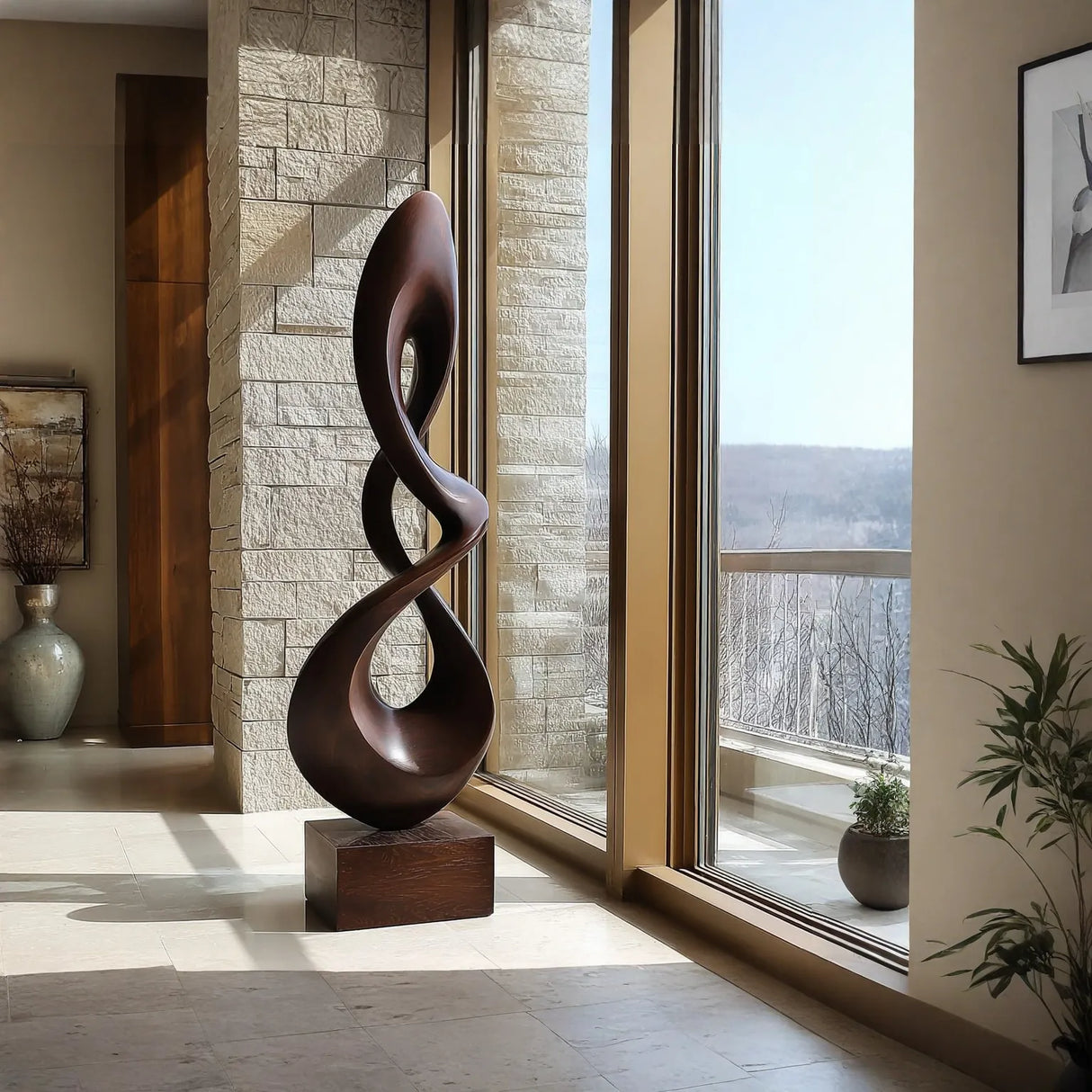 Handcrafted Organic Abstract Solid Wood Sculpture for Modern Interior Spaces
