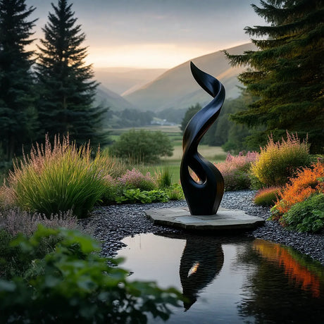 Elegant Flame Solid Wood Sculpture for Modern Garden and Outdoor Landscape