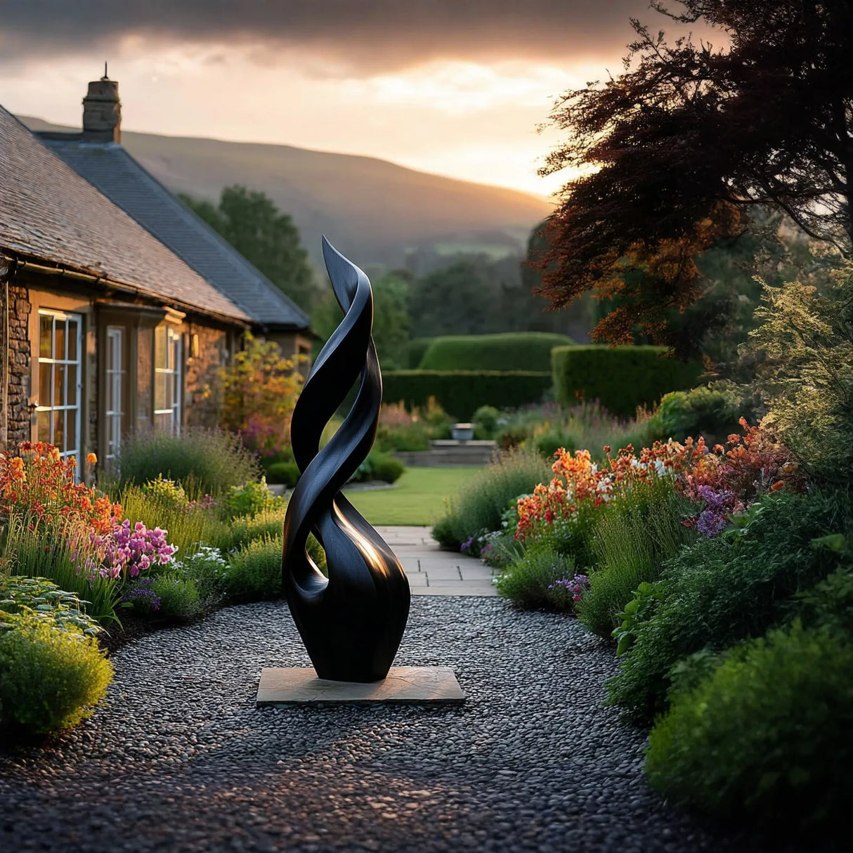 Flame Outdoor Solid Wood Sculpture for Modern Garden and Courtyard Design