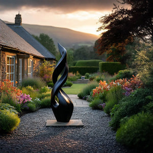 Flame Outdoor Solid Wood Sculpture for Modern Garden and Courtyard Design