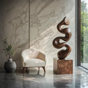Modern Abstract Solid Wood Sculpture for Living Room and Interior Decoration