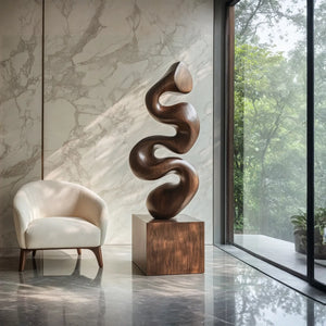 Modern Abstract Solid Wood Sculpture for Living Room and Interior Decoration