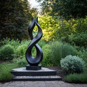 Intertwined Abstract Solid Wood Sculpture for Gardens and Interiors