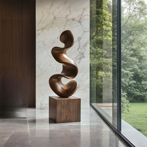 Modern Abstract Solid Wood Sculpture for Office and Home Interiors