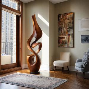 Organic Abstract Solid Wood Sculpture for Living Room