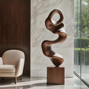 Modern Organic Solid Wood Sculpture for Luxury Interior Spaces