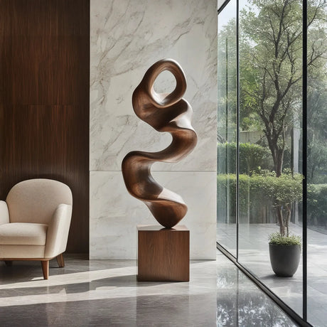 Modern Organic Solid Wood Sculpture for Luxury Interior Spaces