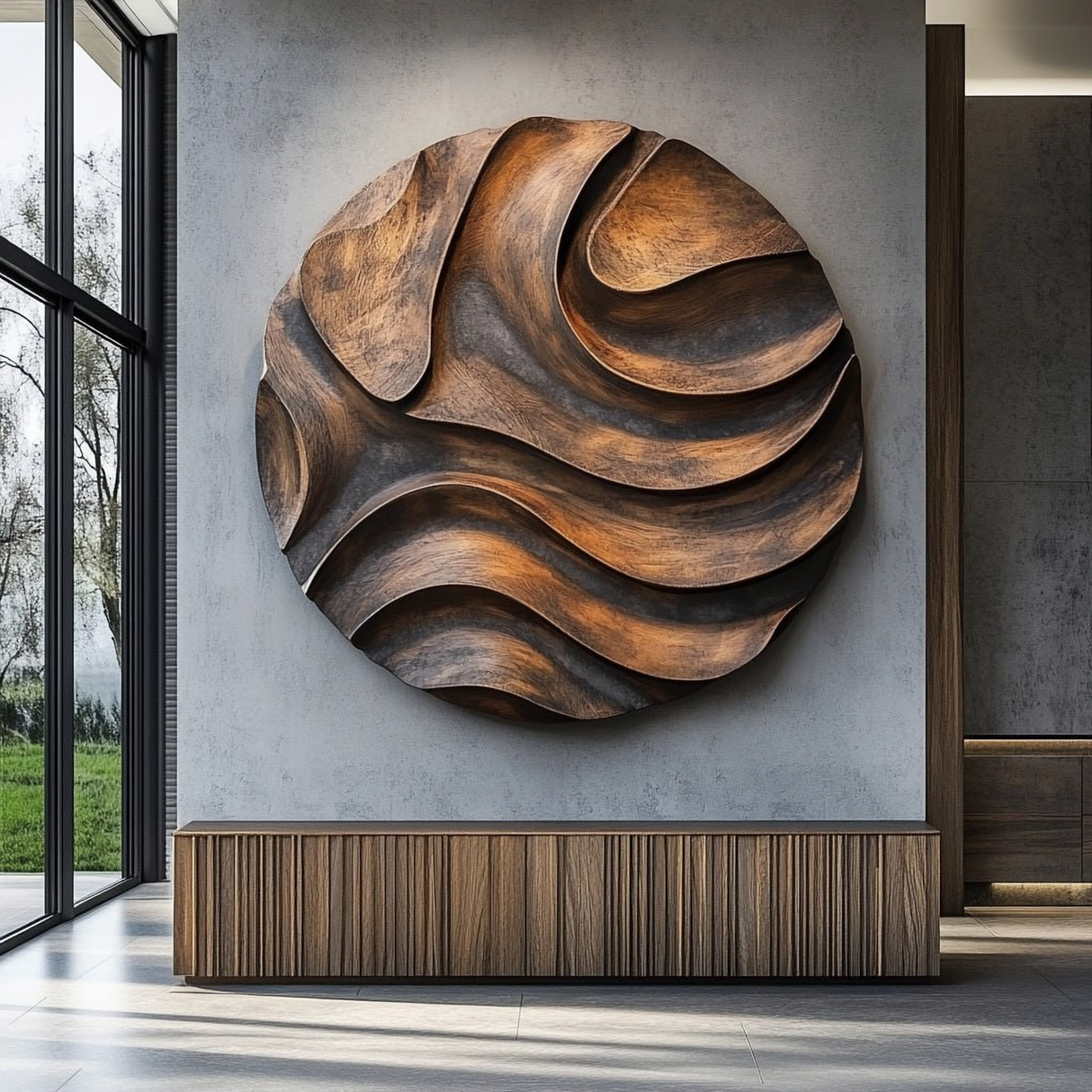Layered Wave Solid Wood Wall Art Sculpture for Modern Living Spaces