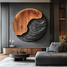 Modern Organic Solid Wood Wall Sculpture with Wave Carving for Luxury Interiors