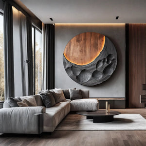 Modern Abstract Solid Wood Wall Sculpture for Living Room