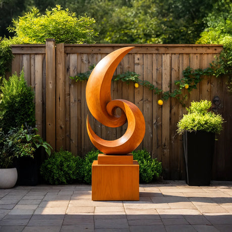 Garden Harmony Solid Wood Sculpture for Outdoor Landscape Accent