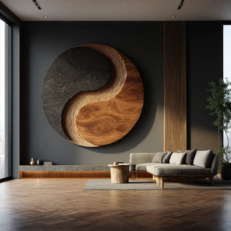 Modern Solid Wood Wall Sculpture for Living Room