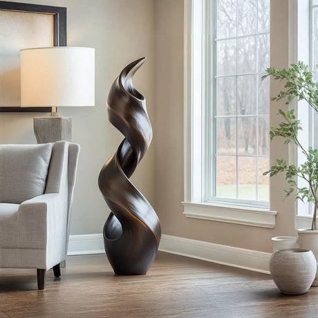 Modern Spiral Solid Wood Sculpture for Living Room