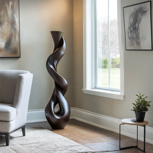 Solid Wood Twisted Form Sculpture for Living Room Display