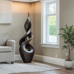 Contemporary Twisted Solid Wood Sculpture for Living Room Accent Display