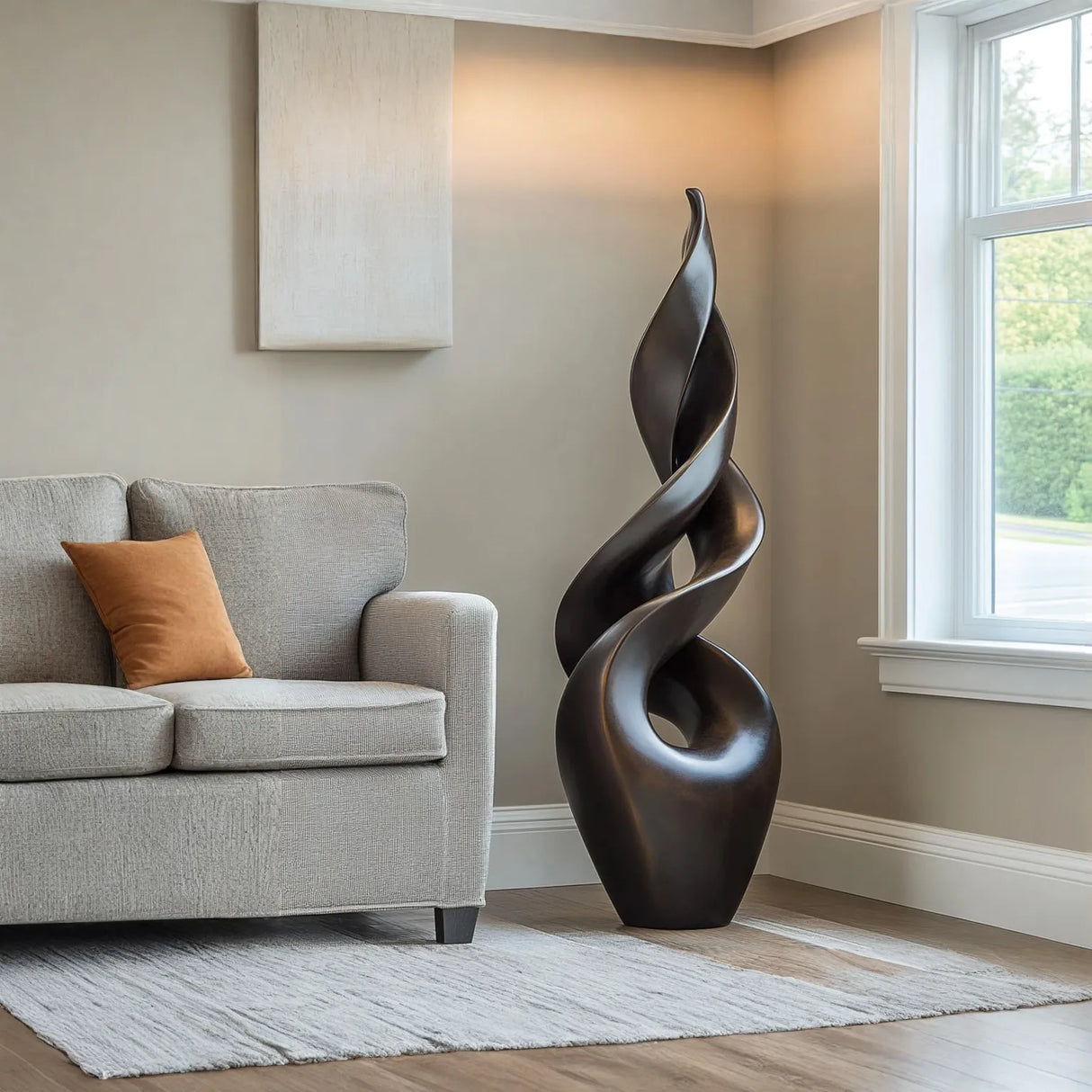 Contemporary Twisted Solid Wood Sculpture for Living Room Accent Display