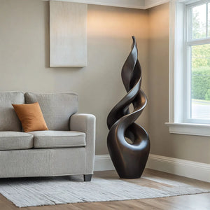 Contemporary Twisted Solid Wood Sculpture for Living Room Accent Display