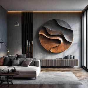 Abstract Solid Wood Layered Wall Sculpture for Luxury Interiors