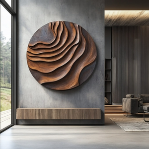 Abstract Solid Wood Layered Wave Wall Art Panel for Luxury Interiors