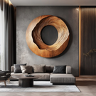 Abstract Solid Wood Spiral Wall Sculpture for Luxury Living Room Accents