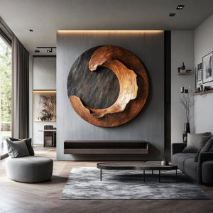 Modern Organic Solid Wood Wall Sculpture for Living Room Spaces