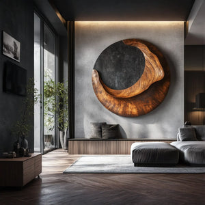 Modern Organic Solid Wood Wall Sculpture for Living Room Interiors