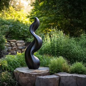 Contemporary Flame Solid Wood Sculpture for Outdoor Garden Spaces