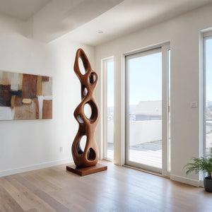 Hand-Carved Organic Solid Wood Sculpture for Contemporary Interiors