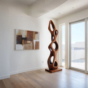 Hand-Carved Organic Solid Wood Sculpture for Contemporary Interiors