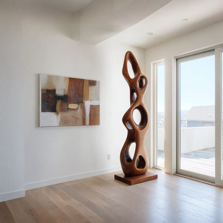 Hand-Carved Organic Solid Wood Sculpture for Contemporary Interiors