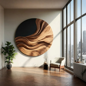 Contemporary Flowing Solid Wood Wall Sculpture for Modern Interiors