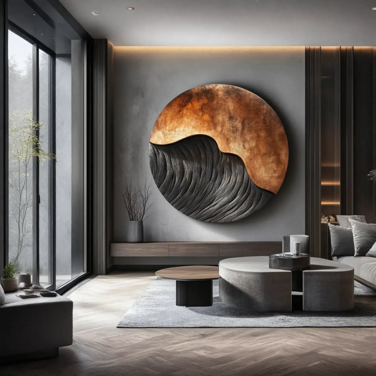 Modern Abstract Solid Wood Wall Art for Living Room Interiors