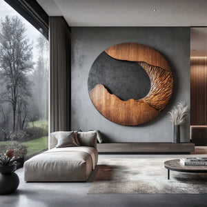 Modern Solid Wood Wall Sculpture for Living Room Interiors