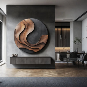 Wall Sculpture Solid Wood Organic Modern Panel for Living Room Decor