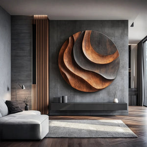 Contemporary Layered Solid Wood Wall Sculpture for Home Interiors