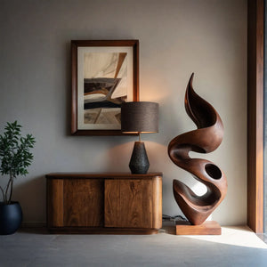 Modern Hand-Carved Solid Wood Sculpture for Luxury Interior Decor
