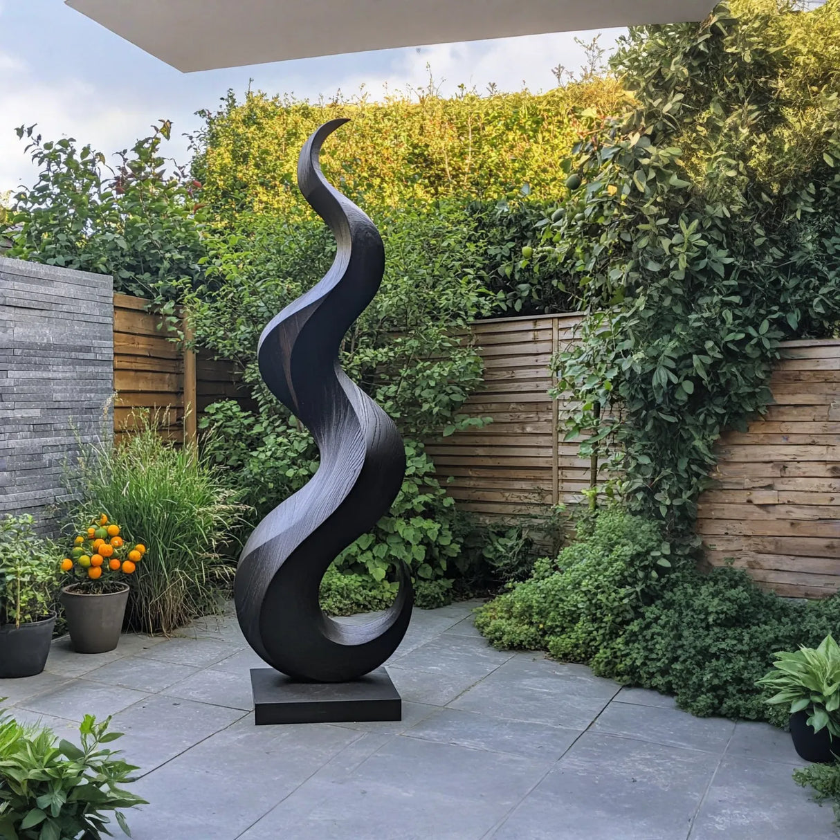 Modern Outdoor Solid Wood Sculpture for Garden Path Patio Decor