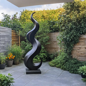 Modern Outdoor Solid Wood Sculpture for Garden Path Patio Decor